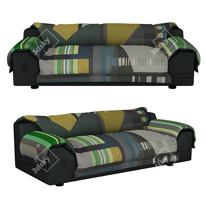 Vitra Vlinder Sofa: Dark Greens Elegance 3D model image 1