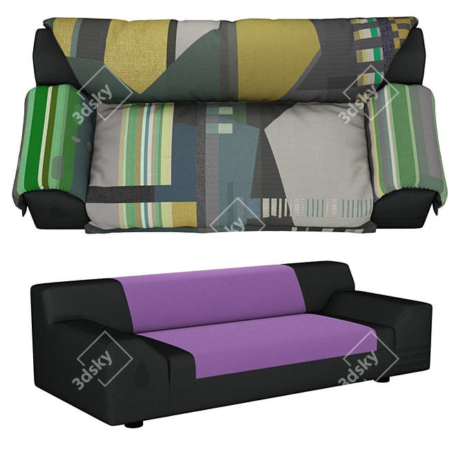 Vitra Vlinder Sofa: Dark Greens Elegance 3D model image 2