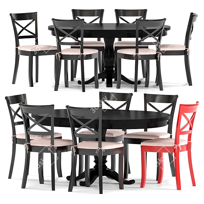 Farmhouse Black Wood Dining Chair 3D model image 1