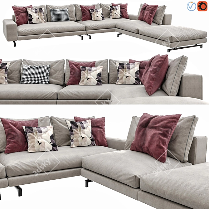 Elegant Minotti Sherman Sofa Set 3D model image 2