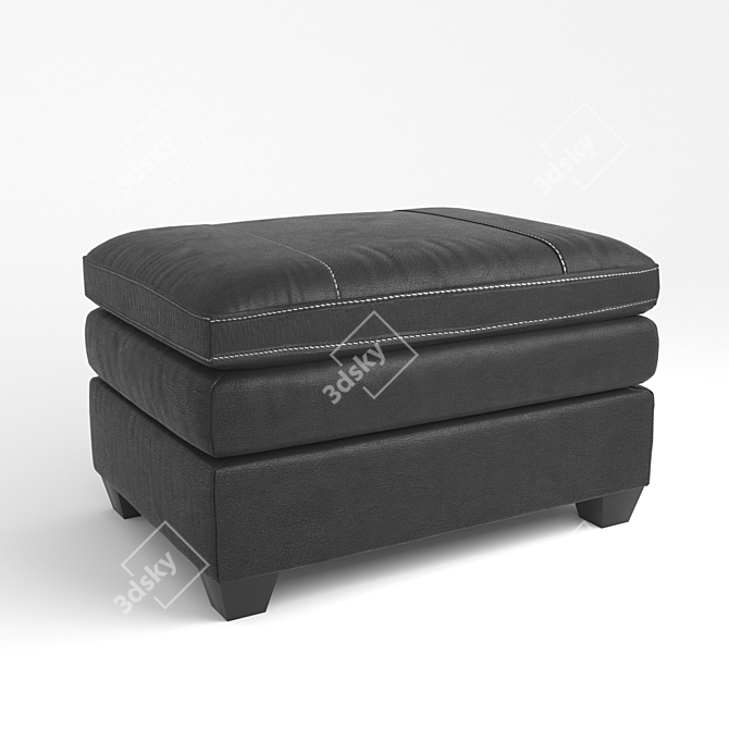 Sleek Black Leather Chair Ottoman 3D model image 1