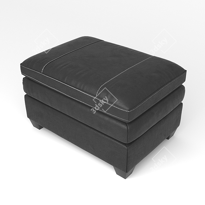 Sleek Black Leather Chair Ottoman 3D model image 2