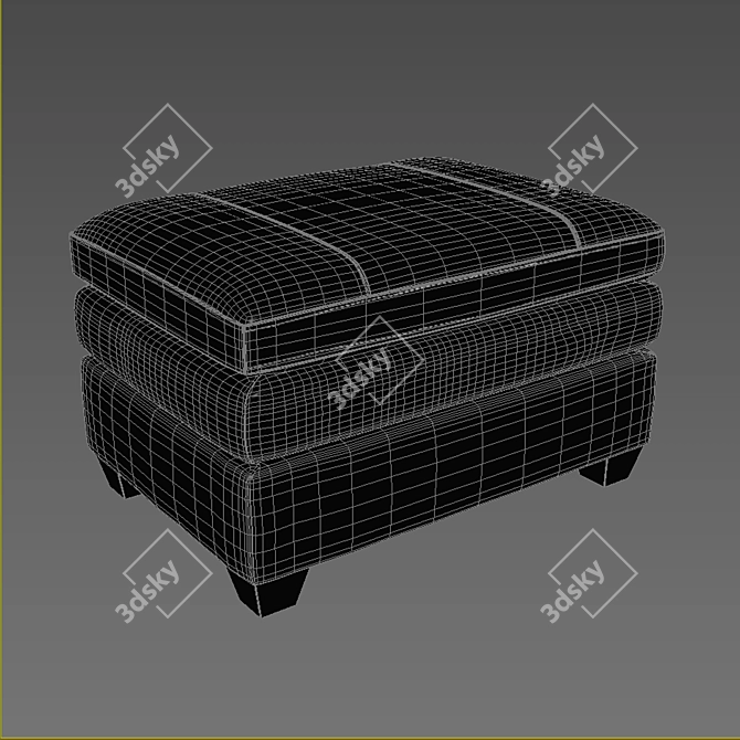 Sleek Black Leather Chair Ottoman 3D model image 3