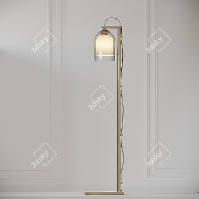 Title: LUMI Brass Floor Lamps - Elegant Gray Lighting 3D model image 1