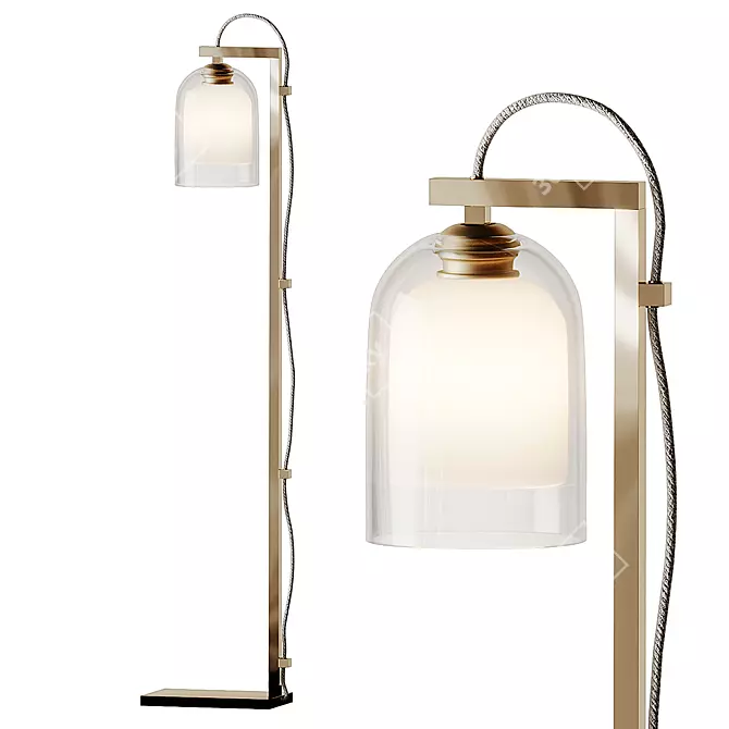 Title: LUMI Brass Floor Lamps - Elegant Gray Lighting 3D model image 5