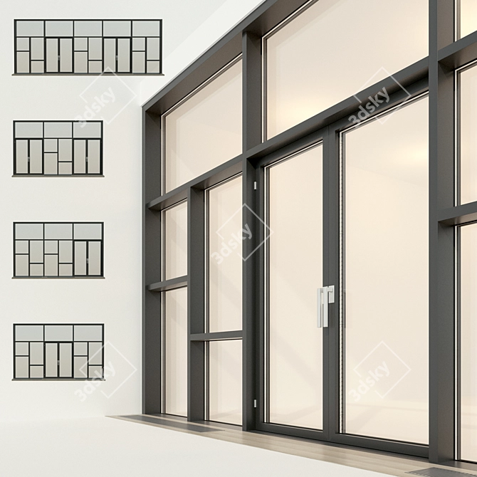Panoramic Stained Glass Window: Elegant Glazing 3D model image 1
