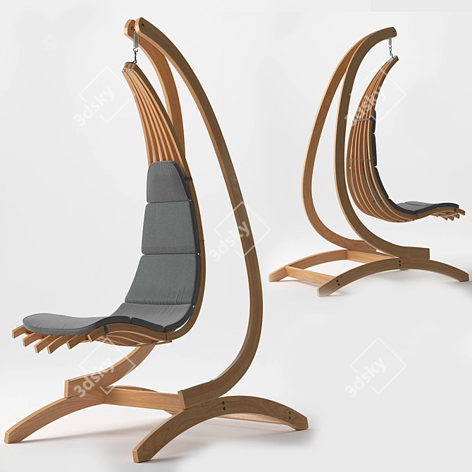 Wave Wooden Hanging Chaise: Luxury Perfection 3D model image 1