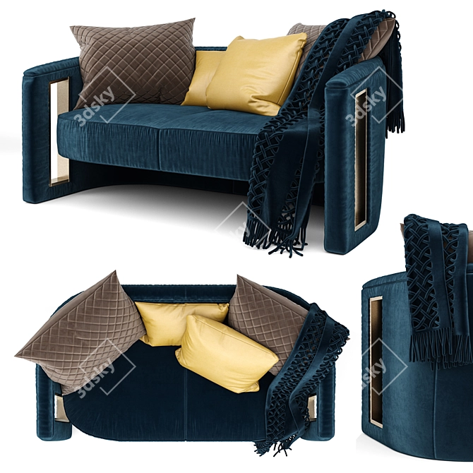 Luxury Velvet Armchair with Armrests 3D model image 2