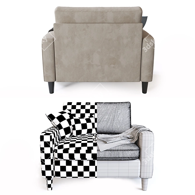 Elegant Velvet Armchair 3D model image 3