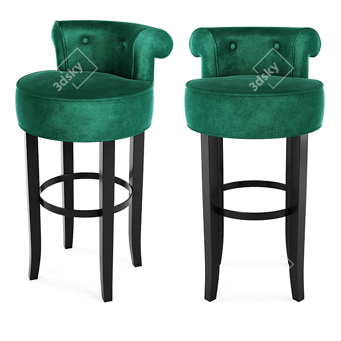 Elegant Roche Green Velvet Bar Stool 3D model image 1