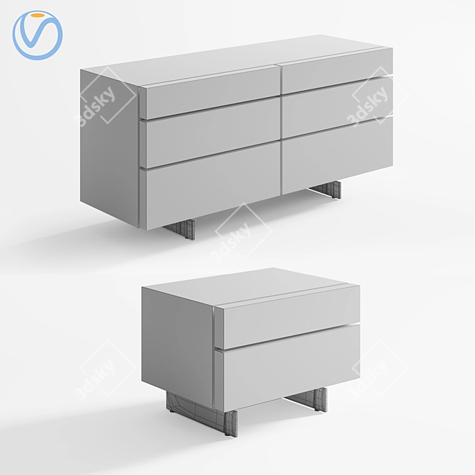 Modern Poliform Pandora Bedside Tables 3D model image 2