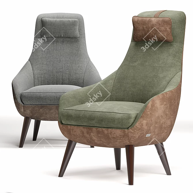 Elegant Bonola Armchair 3D model image 1