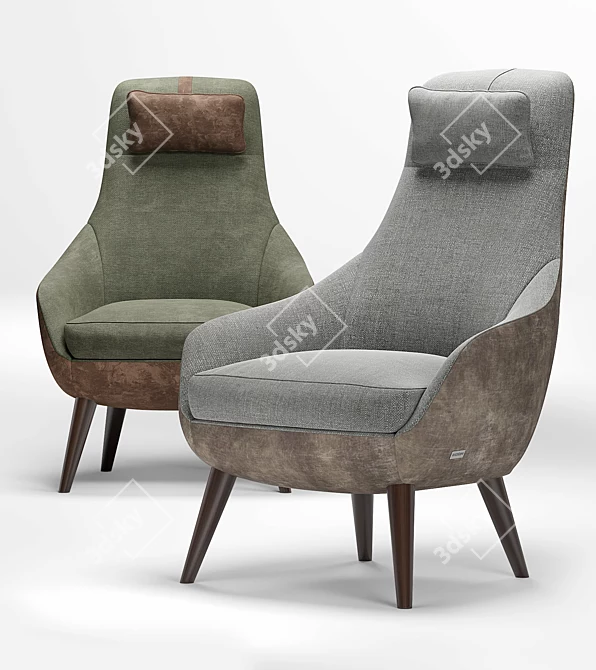 Elegant Bonola Armchair 3D model image 2
