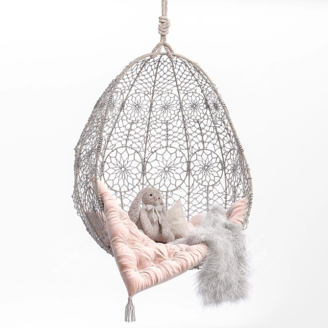 Boho-inspired Hanging Chair 3D model image 1