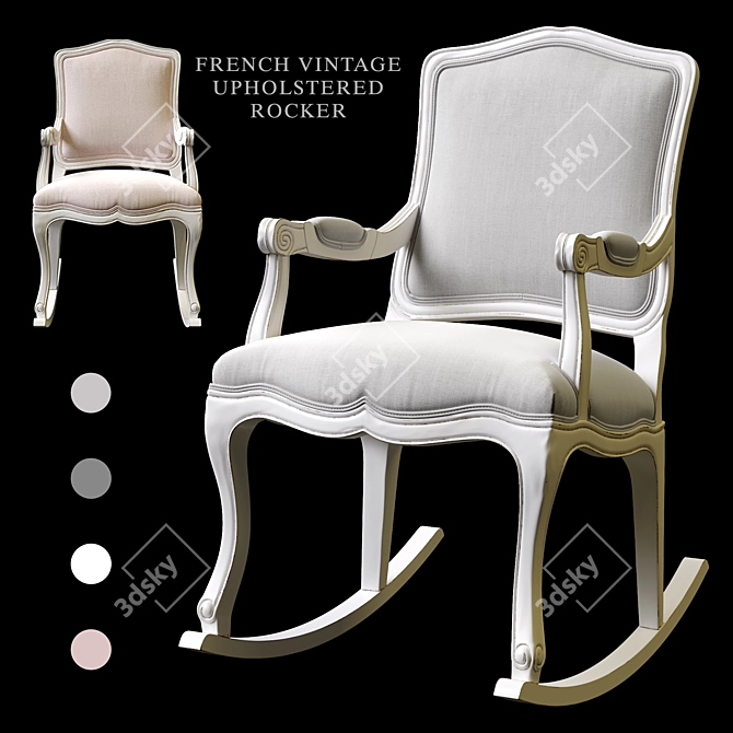 French Vintage Upholstered Rocker - Classic and Elegant 3D model image 1