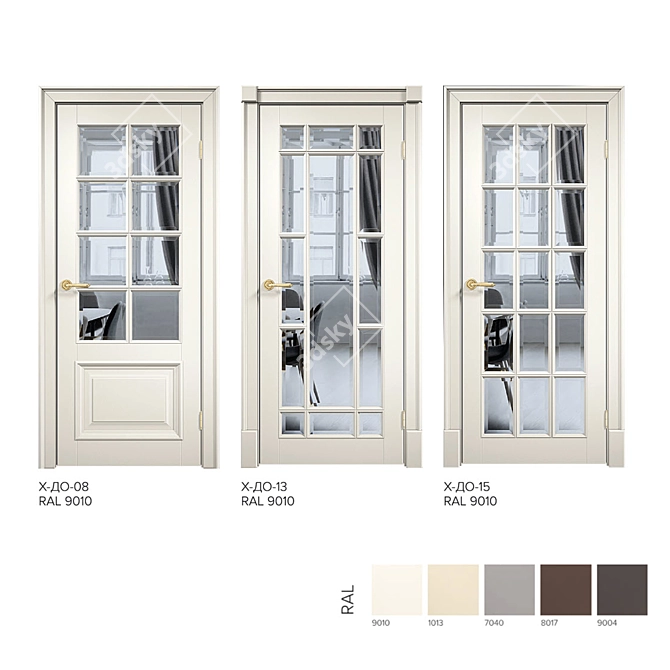 Elegant Baguette X-English Grille Doors 3D model image 1