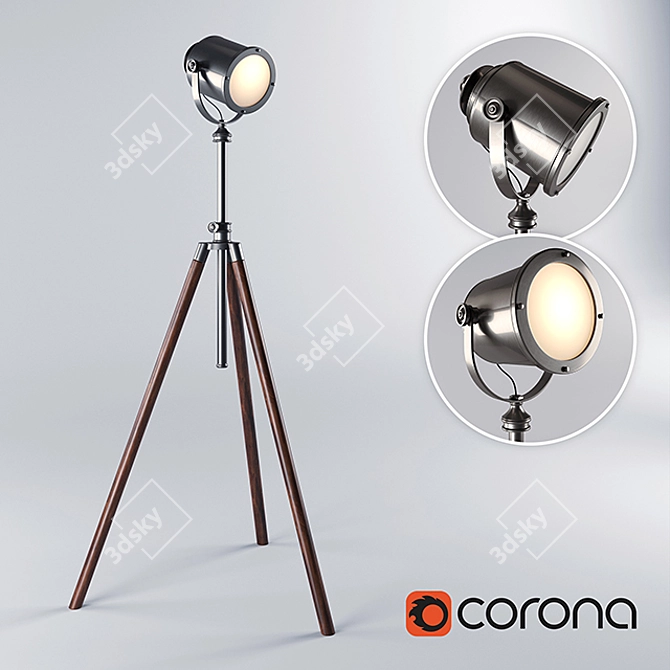 Modern Brushed Metal Tripod Floor Lamp 3D model image 1