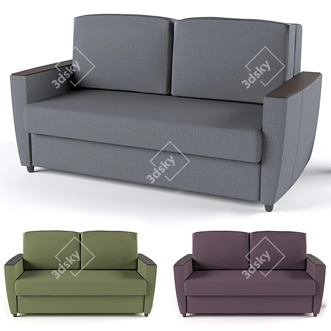 Compact Damascus Sofa: Perfect for Small Spaces 3D model image 1