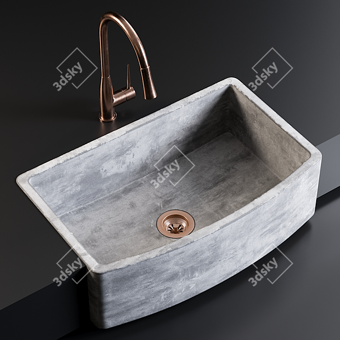 Modern Sink Quartet & Mixer Set 3D model image 1