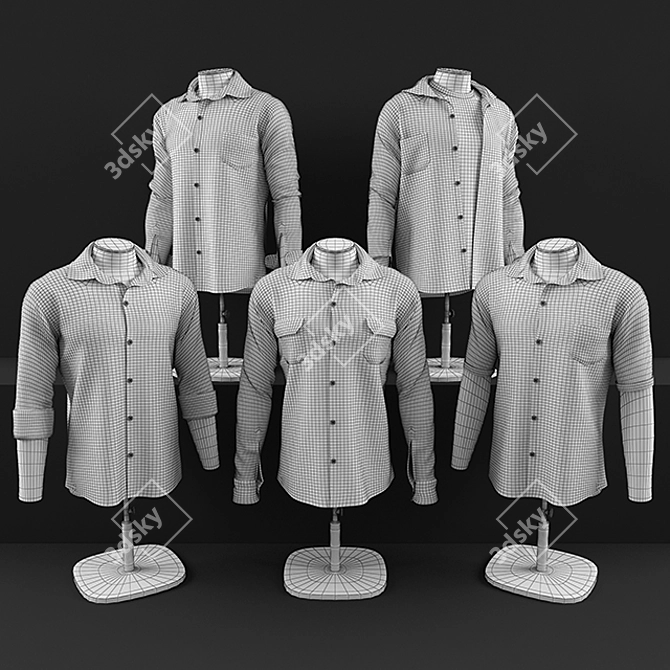 Mannequin Display Shirts Set 3D model image 2