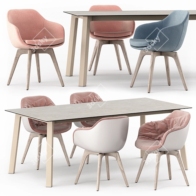 Dressy Merlot Table and Lap Chairs - Elegant Dining Set 3D model image 4