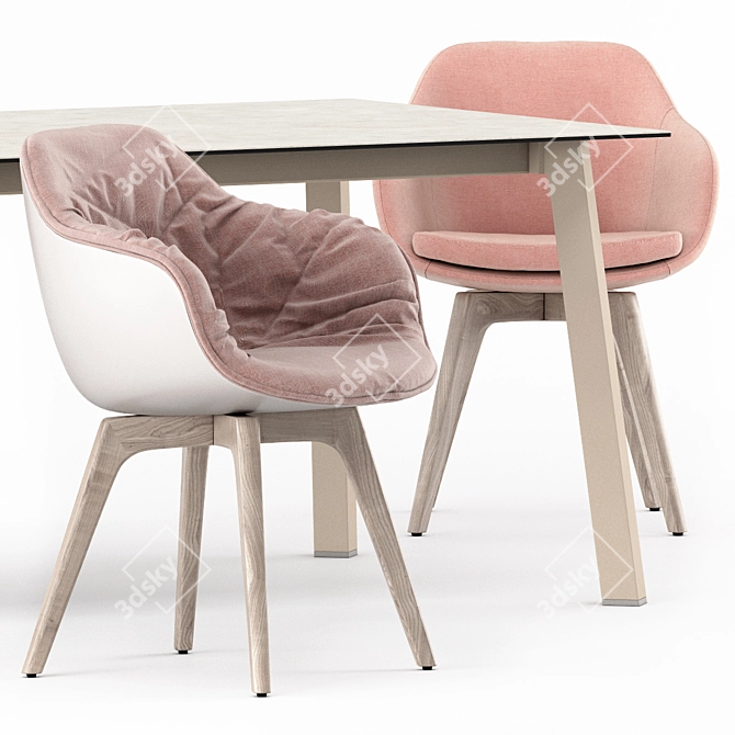 Dressy Merlot Table and Lap Chairs - Elegant Dining Set 3D model image 5