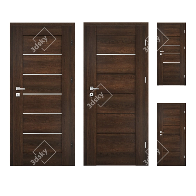 Amber Series Dark Walnut Interior Doors 3D model image 1