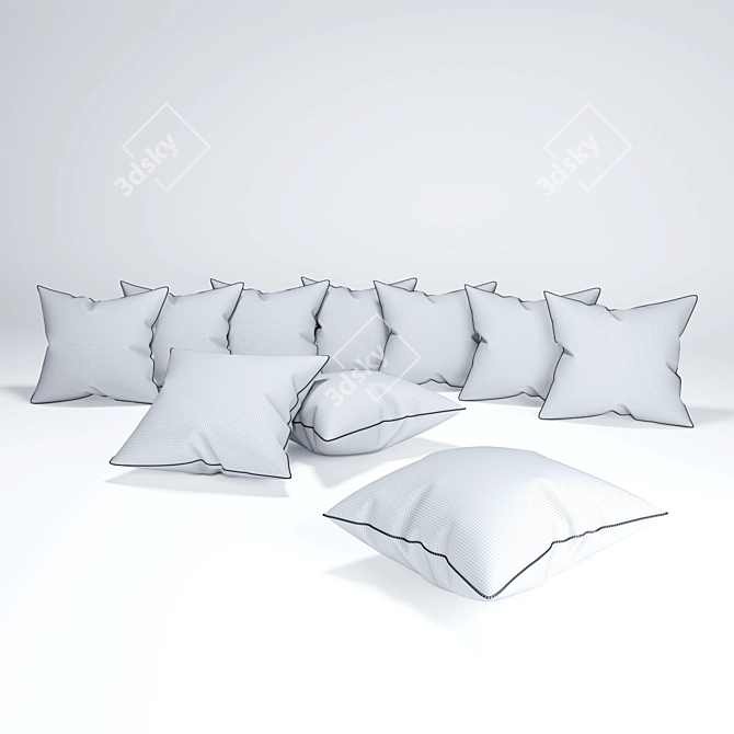 Vibrant Soft Pillows Set 3D model image 2