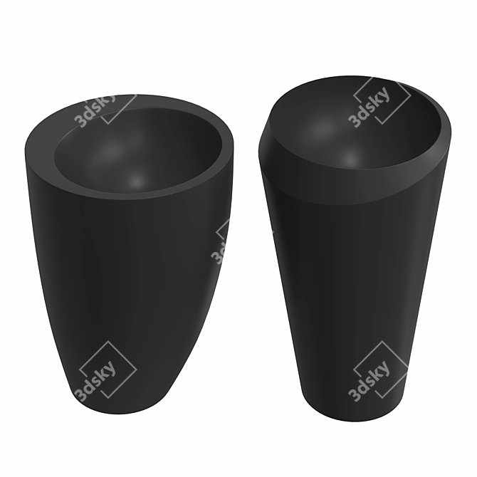 Elegant Black Freestanding Lavatories 3D model image 1