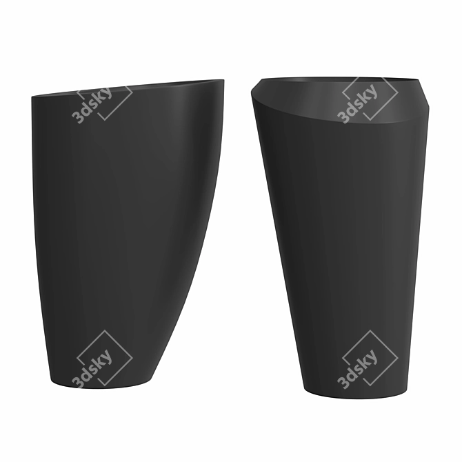 Elegant Black Freestanding Lavatories 3D model image 2