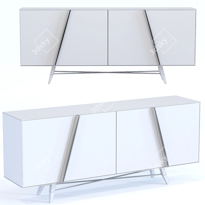 Retro Oak Sideboard - Madrid Magic 3D model image 2