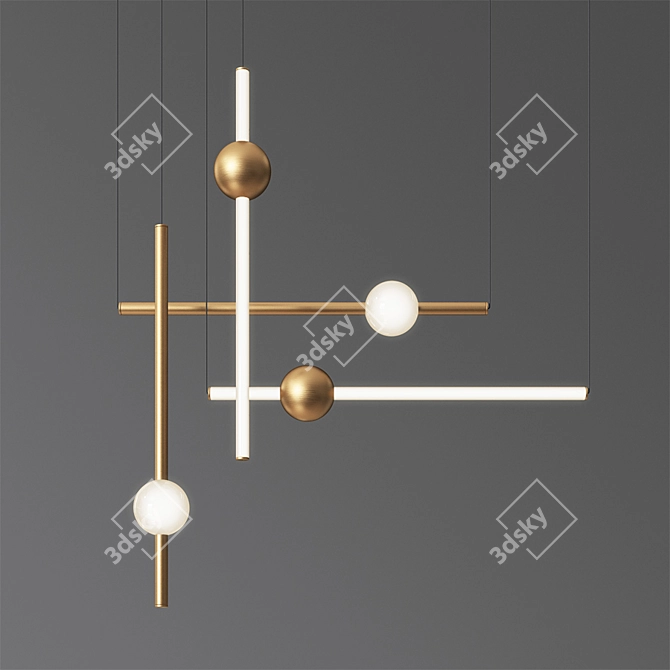 Orion Tubelight: Sleek Brass & Glass Illuminate 3D model image 2
