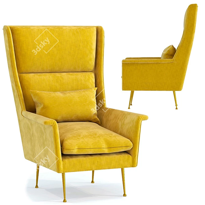 Glamorous Vegas Yellow Armchair 3D model image 1