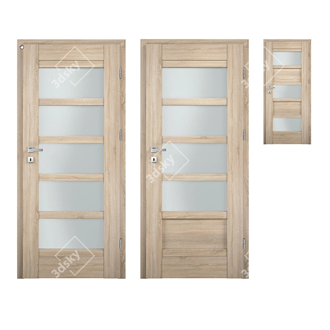 Nordic Oak Sonoma Finish Interior Doors 3D model image 1