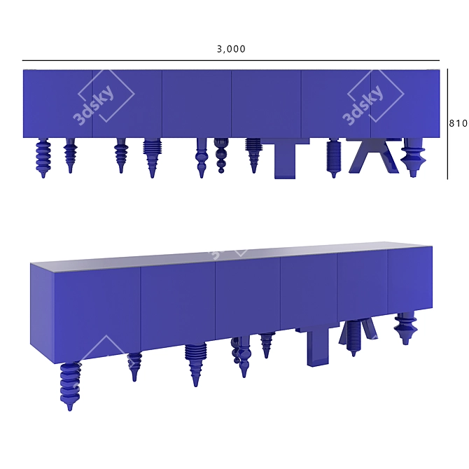 Modern Multileg Cabinet Showtime 3D model image 1