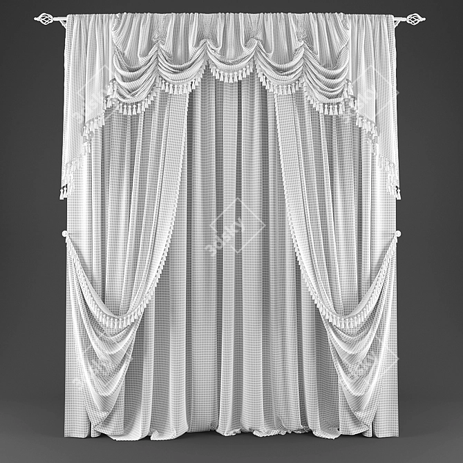 Classic Style Curtains 3D model image 2
