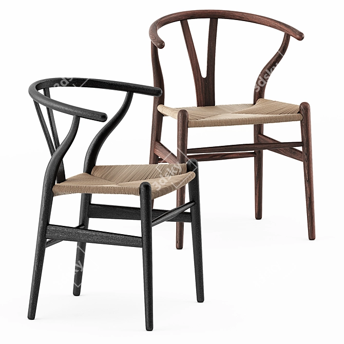 Stylish CH24 Chair and CH327 Table by Carl Hansen 3D model image 9