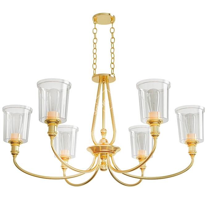 Elegant Waverly Brass Chandelier 3D model image 1