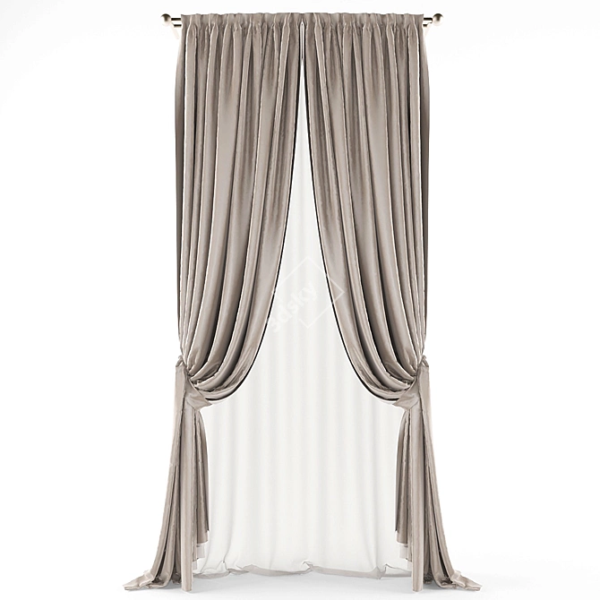 Modern Style Curtains 3D model image 1