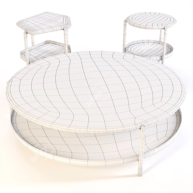 Giorgetti Skyline Coffee Table: Elegant Marble & Wood Design 3D model image 3
