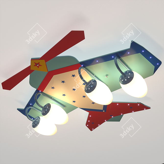 Nursery Plane Chandelier: Illumination Takes Flight 3D model image 1