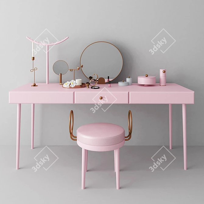 Tiled Wall Panel Dressing Table 3D model image 1