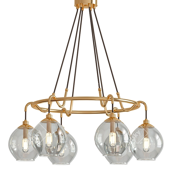 Vintage Vibes: Quoizel Brass Chandelier 3D model image 1
