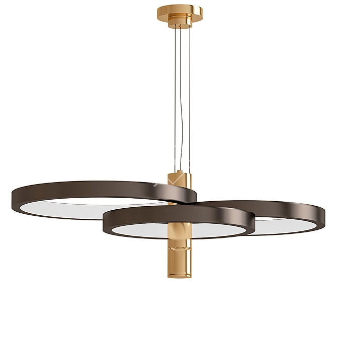 Glamorous Black & Gold LED Pendant 3D model image 1