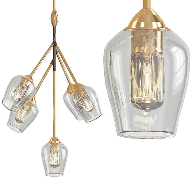 Vintage Brass Pendant Light 3D model image 1