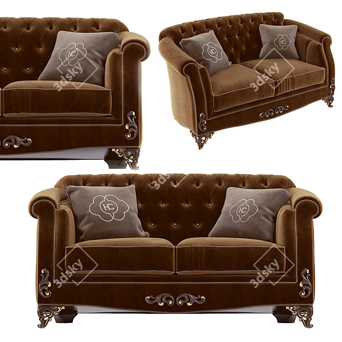 Elegant Carpanese Double Sofa 3D model image 2