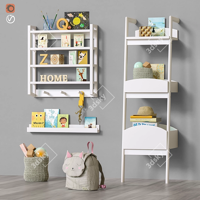 Kids Furniture & Toy Set 3D model image 1