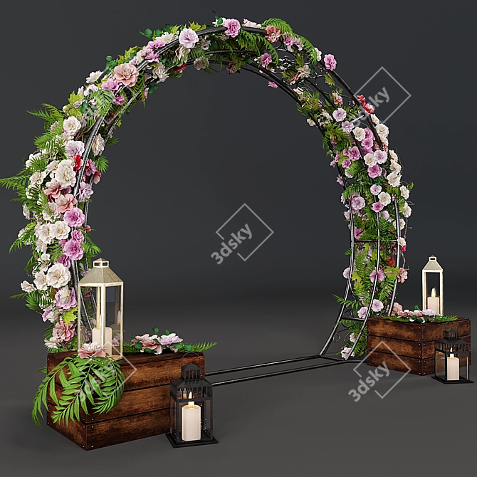 Elegant Floral Wedding Arch 3D model image 1