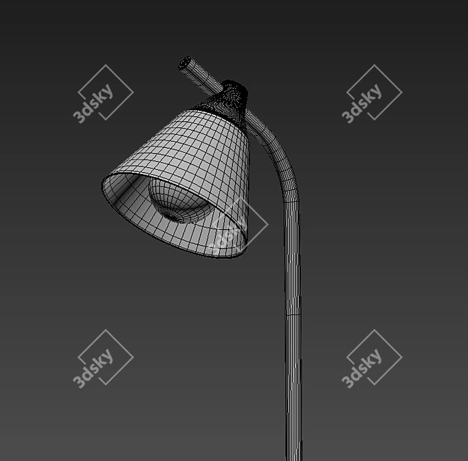 Elegant Metal and Wood Floor Lamp 3D model image 3