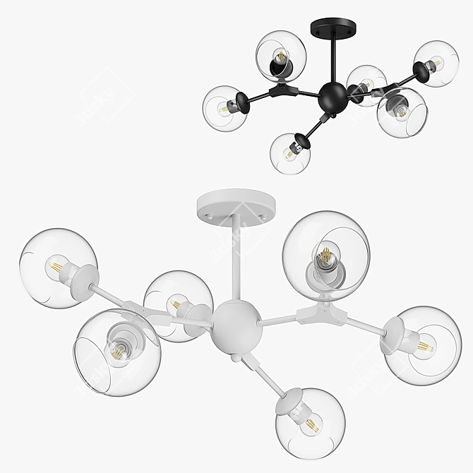 Beta Lightstar Chandelier - 6x E27 Bulbs, Black or White
Modern 6-Light Beta Lightstar Chandelier 3D model image 2